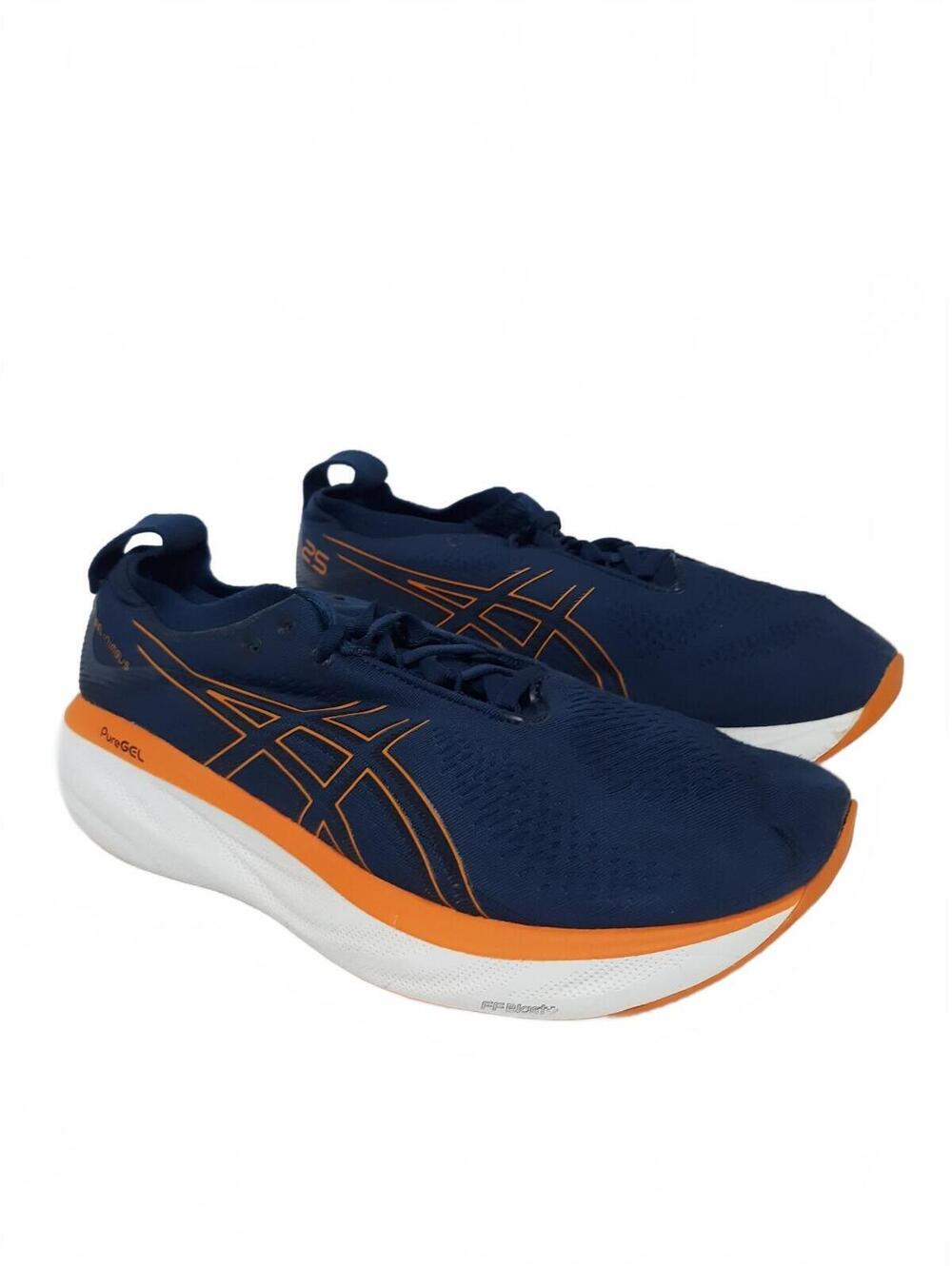 ASICS GEL-Nimbus 25 Men's Running Shoes Size 9.5 Navy Blue Orange Sneaker